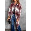 imagePRETTYGARDEN Womens 2025 Plaid Shacket Jacket Long Sleeve Button Down Shirts Fashion Winter Wool CoatsRed