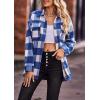 imagePRETTYGARDEN Womens Fall Clothes Plaid Shacket Jacket Trendy Casual Long Sleeve Button Down Flannel Shirts Fashion BlousePlaid Blue White