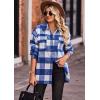 imagePRETTYGARDEN Womens Fall Clothes Plaid Shacket Jacket Trendy Casual Long Sleeve Button Down Flannel Shirts Fashion BlousePlaid Blue White