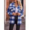 imagePRETTYGARDEN Womens Fall Clothes Plaid Shacket Jacket Trendy Casual Long Sleeve Button Down Flannel Shirts Fashion BlousePlaid Blue White