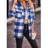 imagePRETTYGARDEN Womens Fall Clothes Plaid Shacket Jacket Trendy Casual Long Sleeve Button Down Flannel Shirts Fashion BlousePlaid Blue White