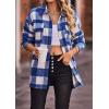 imagePRETTYGARDEN Womens Fall Clothes Plaid Shacket Jacket Trendy Casual Long Sleeve Button Down Flannel Shirts Fashion BlousePlaid Blue White