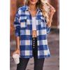 imagePRETTYGARDEN Womens Fall Clothes Plaid Shacket Jacket Trendy Casual Long Sleeve Button Down Flannel Shirts Fashion BlousePlaid Blue White