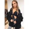 imagePRETTYGARDEN Womens Fashion Winter Coat Sherpa Fleece Faux Fur Shearling Oversized Trendy Jackets Warm OuterwearBlack