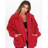 imagePRETTYGARDEN Womens Fashion Winter Coat Sherpa Fleece Faux Fur Shearling Oversized Trendy Jackets Warm OuterwearRed