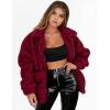 imagePRETTYGARDEN Womens Fashion Winter Coat Sherpa Fleece Faux Fur Shearling Oversized Trendy Jackets Warm OuterwearWine Red