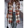 imagePRETTYGARDEN Womens Plaid Shacket Jacket Trendy Casual Button Wool Blend Winter Tartan Trench Coat with PocketsBrick Red