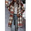imagePRETTYGARDEN Womens Plaid Shacket Jacket Trendy Casual Button Wool Blend Winter Tartan Trench Coat with PocketsBrick Red