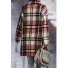 imagePRETTYGARDEN Womens Plaid Shacket Jacket Trendy Casual Button Wool Blend Winter Tartan Trench Coat with PocketsBrick Red
