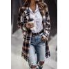 imagePRETTYGARDEN Womens Plaid Shacket Jacket Trendy Casual Button Wool Blend Winter Tartan Trench Coat with PocketsBrown