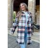 imagePRETTYGARDEN Womens Plaid Shacket Jacket Trendy Casual Button Wool Blend Winter Tartan Trench Coat with PocketsBrown