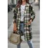 imagePRETTYGARDEN Womens Plaid Shacket Jacket Trendy Casual Button Wool Blend Winter Tartan Trench Coat with PocketsGreen