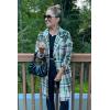 imagePRETTYGARDEN Womens Plaid Shacket Jacket Trendy Casual Button Wool Blend Winter Tartan Trench Coat with PocketsGreen