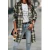 imagePRETTYGARDEN Womens Plaid Shacket Jacket Trendy Casual Button Wool Blend Winter Tartan Trench Coat with PocketsGreen