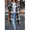 imagePRETTYGARDEN Womens Plaid Shacket Jacket Trendy Casual Button Wool Blend Winter Tartan Trench Coat with PocketsGrey