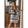 imagePRETTYGARDEN Womens Plaid Shacket Jacket Trendy Casual Button Wool Blend Winter Tartan Trench Coat with PocketsGrey