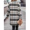 imagePRETTYGARDEN Womens Plaid Shacket Jacket Trendy Casual Button Wool Blend Winter Tartan Trench Coat with PocketsGrey White