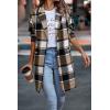 imagePRETTYGARDEN Womens Plaid Shacket Jacket Trendy Casual Button Wool Blend Winter Tartan Trench Coat with PocketsKhaki