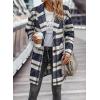 imagePRETTYGARDEN Womens Plaid Shacket Jacket Trendy Casual Button Wool Blend Winter Tartan Trench Coat with PocketsNavy White