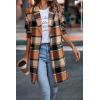 imagePRETTYGARDEN Womens Plaid Shacket Jacket Trendy Casual Button Wool Blend Winter Tartan Trench Coat with PocketsOrange