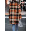 imagePRETTYGARDEN Womens Plaid Shacket Jacket Trendy Casual Button Wool Blend Winter Tartan Trench Coat with PocketsOrange