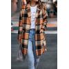 imagePRETTYGARDEN Womens Plaid Shacket Jacket Trendy Casual Button Wool Blend Winter Tartan Trench Coat with PocketsOrange