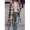 imagePRETTYGARDEN Womens Plaid Shacket Jacket Trendy Casual Button Wool Blend Winter Tartan Trench Coat with PocketsPink