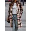 imagePRETTYGARDEN Womens Plaid Shacket Jacket Trendy Casual Button Wool Blend Winter Tartan Trench Coat with PocketsPink