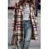imagePRETTYGARDEN Womens Plaid Shacket Jacket Trendy Casual Button Wool Blend Winter Tartan Trench Coat with PocketsPink