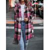 imagePRETTYGARDEN Womens Plaid Shacket Jacket Trendy Casual Button Wool Blend Winter Tartan Trench Coat with PocketsRose Red