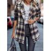 imagePRETTYGARDEN Womens Plaid Shacket Jacket Trendy Casual Button Wool Blend Winter Tartan Trench Coat with PocketsShort Style Brown