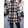 imagePRETTYGARDEN Womens Plaid Shacket Jacket Trendy Casual Button Wool Blend Winter Tartan Trench Coat with PocketsShort Style Brown