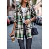 imagePRETTYGARDEN Womens Plaid Shacket Jacket Trendy Casual Button Wool Blend Winter Tartan Trench Coat with PocketsShort Style Green