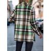 imagePRETTYGARDEN Womens Plaid Shacket Jacket Trendy Casual Button Wool Blend Winter Tartan Trench Coat with PocketsShort Style Green