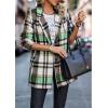 imagePRETTYGARDEN Womens Plaid Shacket Jacket Trendy Casual Button Wool Blend Winter Tartan Trench Coat with PocketsShort Style Green
