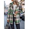 imagePRETTYGARDEN Womens Plaid Shacket Jacket Trendy Casual Button Wool Blend Winter Tartan Trench Coat with PocketsShort Style Green