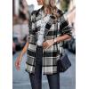 imagePRETTYGARDEN Womens Plaid Shacket Jacket Trendy Casual Button Wool Blend Winter Tartan Trench Coat with PocketsShort Style Grey