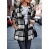 imagePRETTYGARDEN Womens Plaid Shacket Jacket Trendy Casual Button Wool Blend Winter Tartan Trench Coat with PocketsShort Style Grey