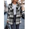 imagePRETTYGARDEN Womens Plaid Shacket Jacket Trendy Casual Button Wool Blend Winter Tartan Trench Coat with PocketsShort Style Grey