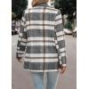 imagePRETTYGARDEN Womens Plaid Shacket Jacket Trendy Casual Button Wool Blend Winter Tartan Trench Coat with PocketsShort Style Grey White