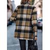 imagePRETTYGARDEN Womens Plaid Shacket Jacket Trendy Casual Button Wool Blend Winter Tartan Trench Coat with PocketsShort Style Khaki