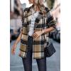 imagePRETTYGARDEN Womens Plaid Shacket Jacket Trendy Casual Button Wool Blend Winter Tartan Trench Coat with PocketsShort Style Khaki