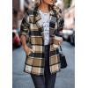 imagePRETTYGARDEN Womens Plaid Shacket Jacket Trendy Casual Button Wool Blend Winter Tartan Trench Coat with PocketsShort Style Khaki