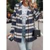 imagePRETTYGARDEN Womens Plaid Shacket Jacket Trendy Casual Button Wool Blend Winter Tartan Trench Coat with PocketsShort Style Navy Plaid