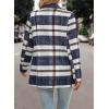 imagePRETTYGARDEN Womens Plaid Shacket Jacket Trendy Casual Button Wool Blend Winter Tartan Trench Coat with PocketsShort Style Navy Plaid