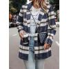 imagePRETTYGARDEN Womens Plaid Shacket Jacket Trendy Casual Button Wool Blend Winter Tartan Trench Coat with PocketsShort Style Navy Plaid