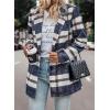 imagePRETTYGARDEN Womens Plaid Shacket Jacket Trendy Casual Button Wool Blend Winter Tartan Trench Coat with PocketsShort Style Navy Plaid
