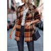 imagePRETTYGARDEN Womens Plaid Shacket Jacket Trendy Casual Button Wool Blend Winter Tartan Trench Coat with PocketsShort Style Orange