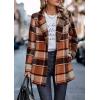 imagePRETTYGARDEN Womens Plaid Shacket Jacket Trendy Casual Button Wool Blend Winter Tartan Trench Coat with PocketsShort Style Orange