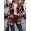 imagePRETTYGARDEN Womens Plaid Shacket Jacket Trendy Casual Button Wool Blend Winter Tartan Trench Coat with PocketsShort Style Orange